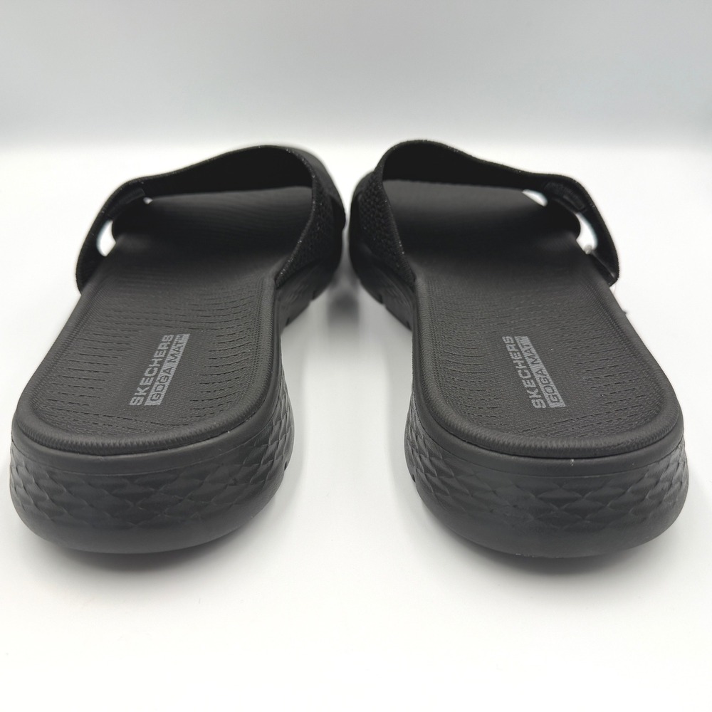 Skechers Go Walk Flex Sandals Women 11 Timeless Black NWT Sparkle Knit Slides - Picture 8 of 16
